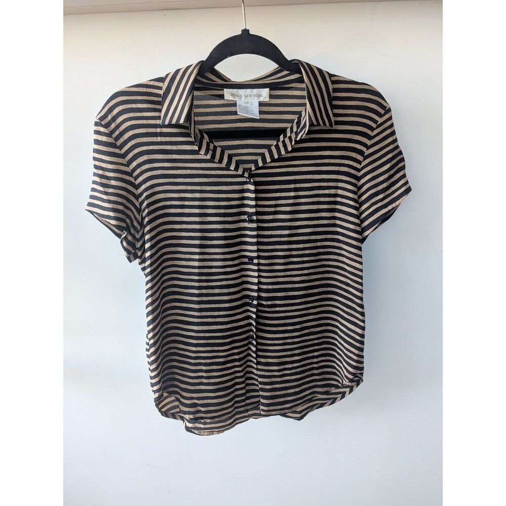 Jones New York Striped Silk Blouse